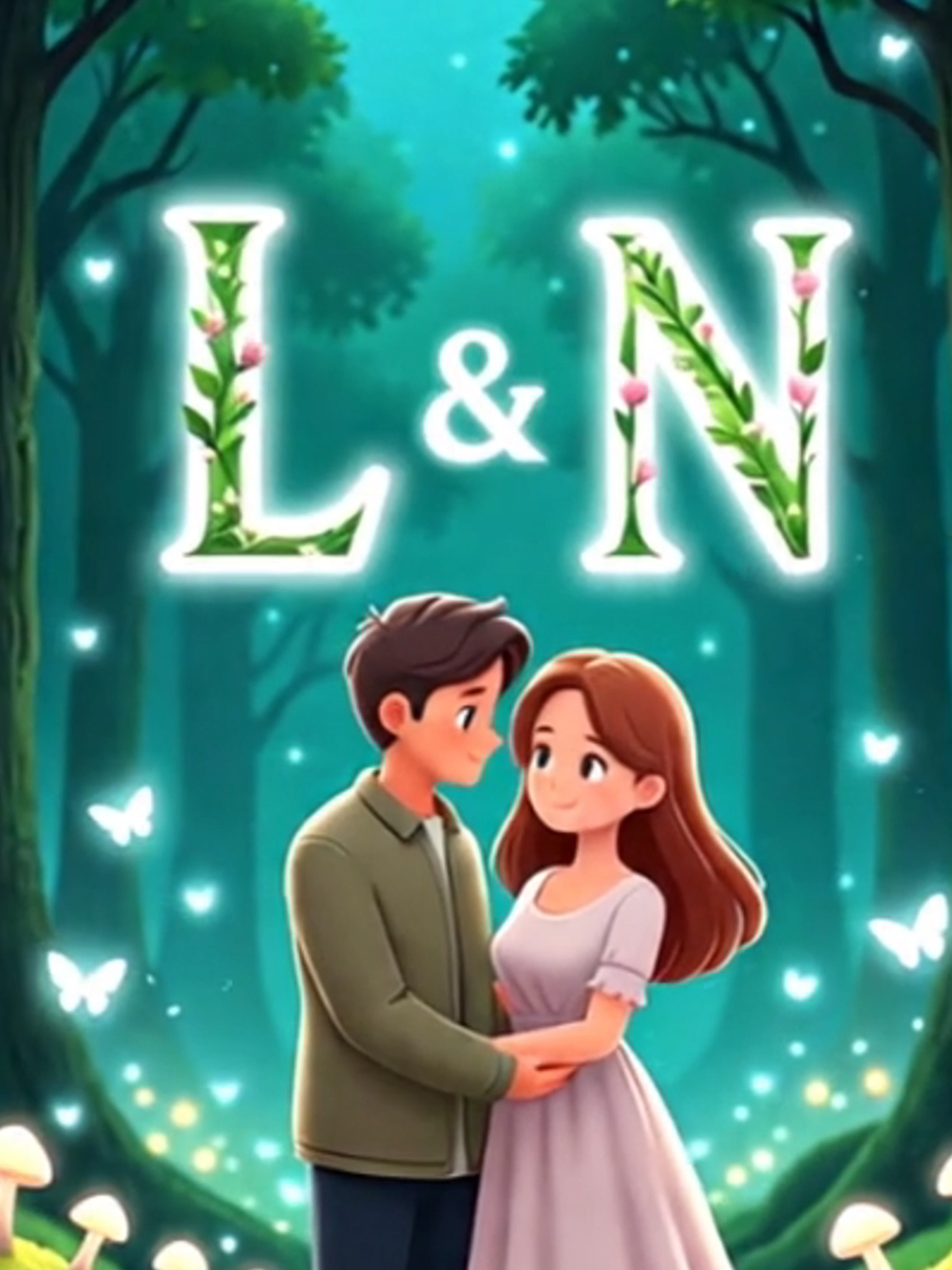 Unique Romantic DP Design 💖 | Couple Cartoon with Stylish Letters | L and N #LNStatus #foryoupagе #viralvideotiktok #trendingvideo #foryоu #CoupleDP #fyp #WhatsAppDP