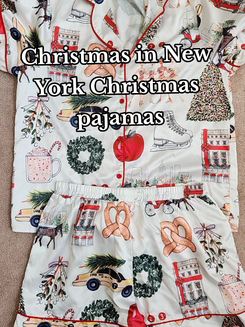 Christmas pajamas for YOU! NOTHING more nostalgic than Christmas in New York @SheShow  #christmaspajamas #christmasinnewyork #sheshow #tiktokshopcreatorpicks 
