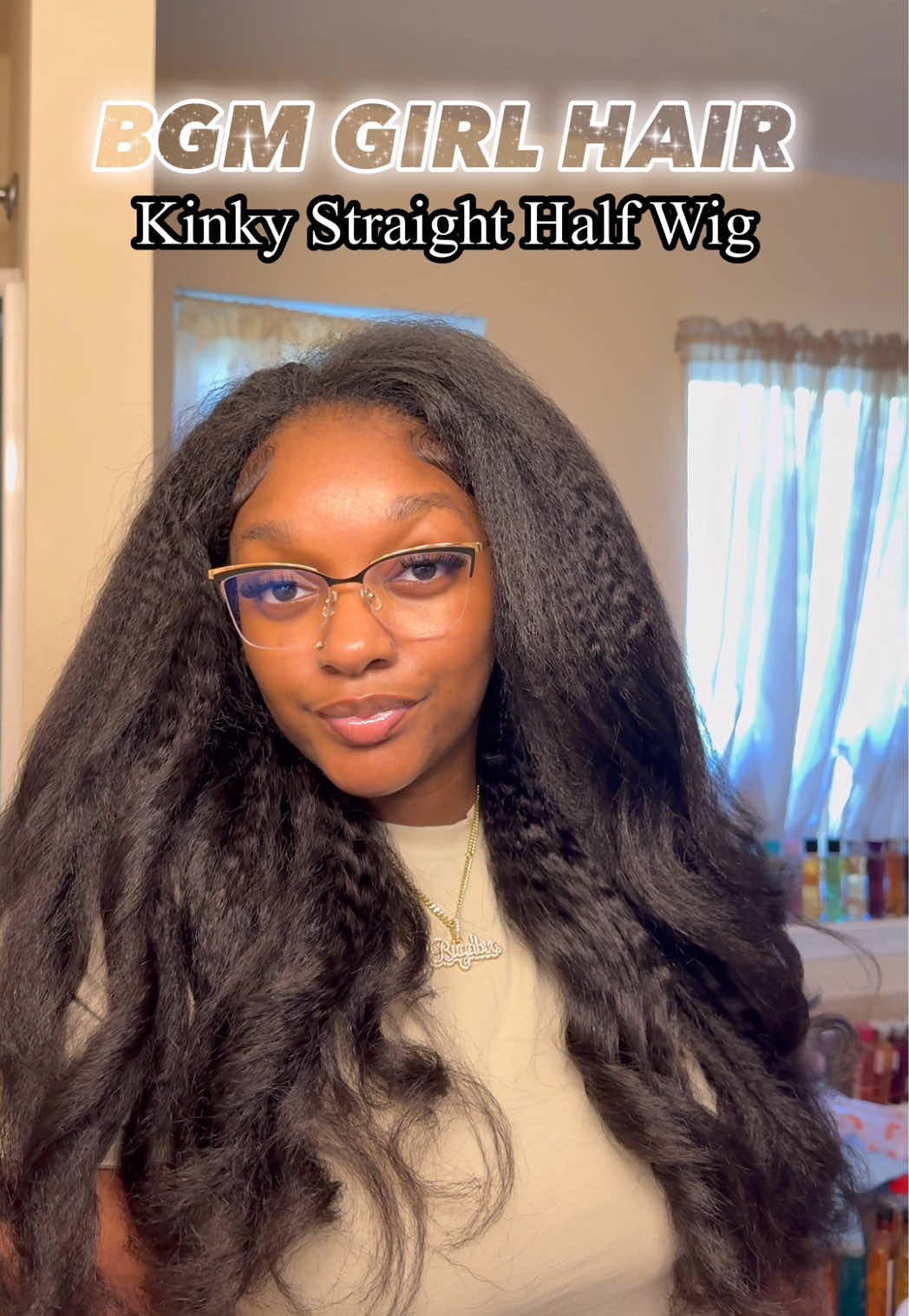 ✨ IN LOVE WITH THIS TEXTURE 😍🔥🔥 @bgmgirlhairofficial #bgmgirlhair #kinkystraightwig #halfwig #easyhairstyles #naturalhair 
