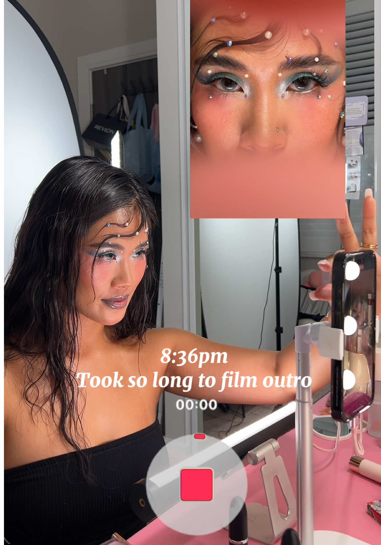 BTS of my oceans eye transitions 🧜🏼‍♀️✨ #creativemakeup #editor #makeuptransitions #behindthescene 