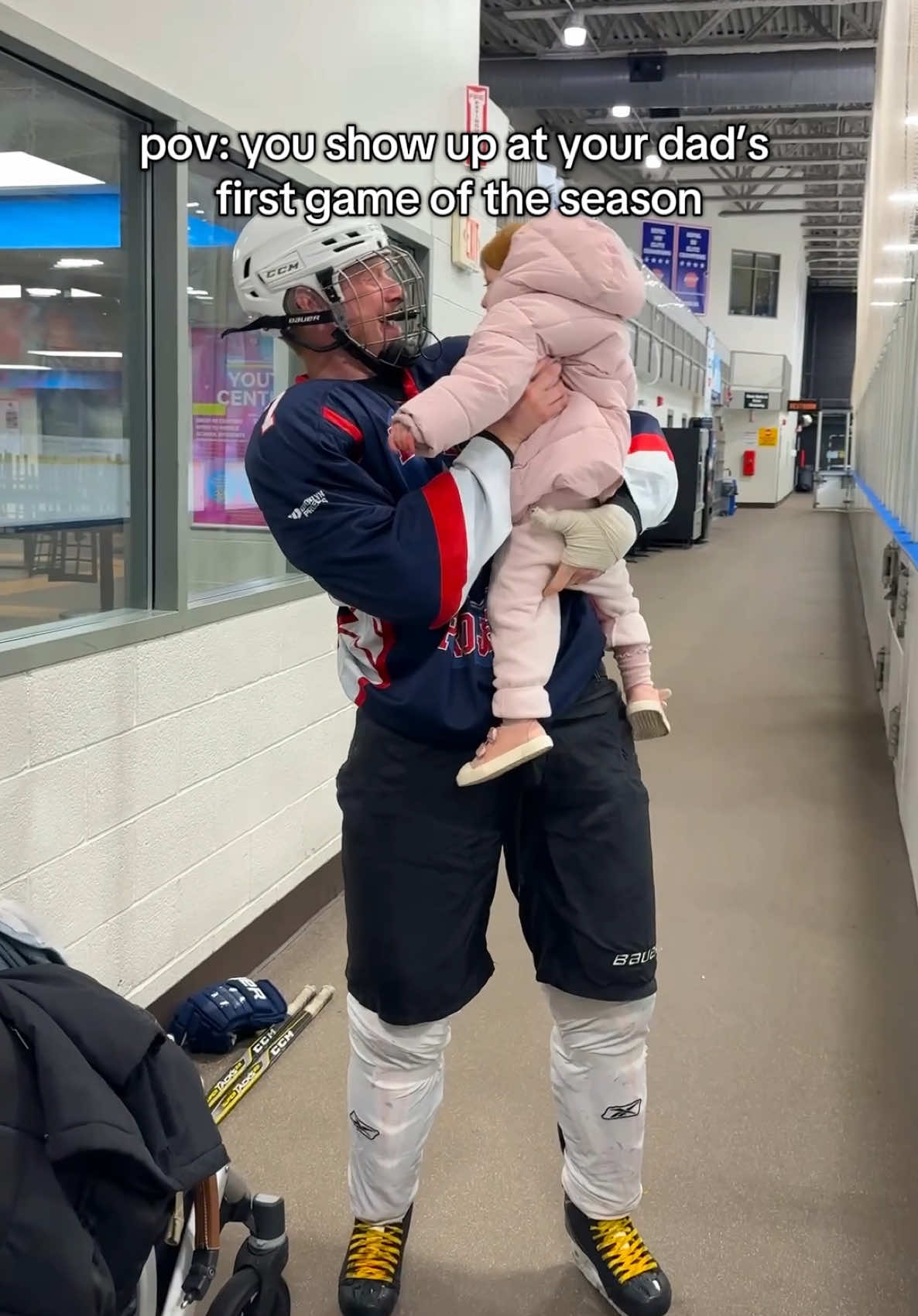 nothing sweeter than watching the joy on her face 🥹❤️ #icehockey #dadanddaughter #dadandbaby #girldad #oneyearoldbaby hockey