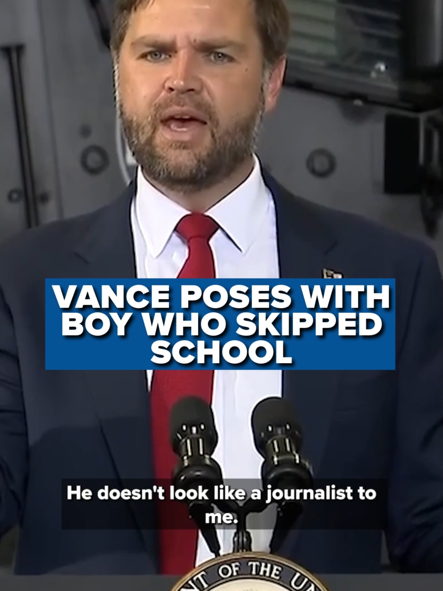 Vice President JD Vance posed for a picture with a boy who said he skipped school to see Vance talk. Read more by clicking the link in the bio. #jdvance #northcarolina #news #politics