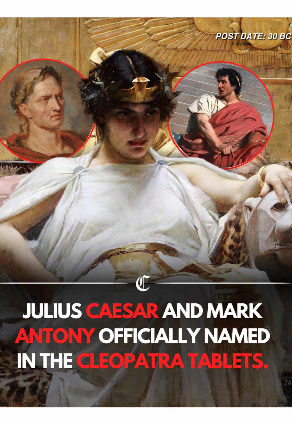 Newly uncovered Egyptian records, now being called The Cleopatra Tablets have officially named Julius Caesar and Mark Antony among the most frequent Roman visitors to the Queen’s court. While the purpose of their visits remains unclear, insiders suggest these meetings may not have been entirely political. Our top experts say the full extent of the relationship between Rome and Egypt is still being pieced together but the implications could shake the Senate. #History #breakingnews #historychronicle #juliuscaesar #cleopatra 