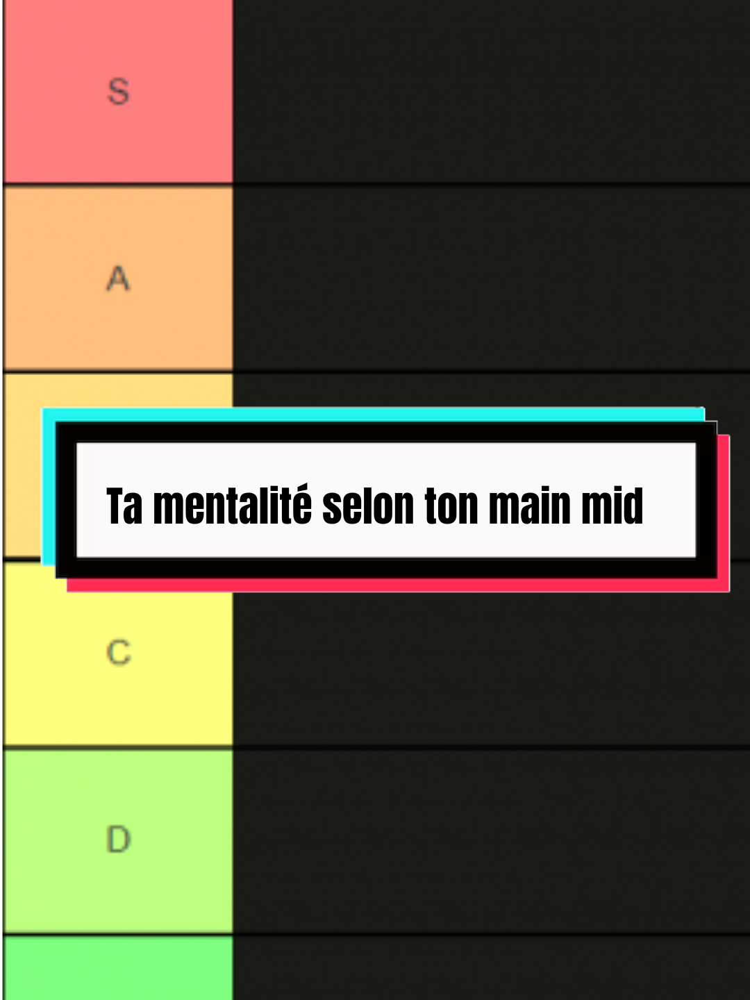 Ta mentalité selon ton main mid #LeagueOfLegends #riot #LOLFR Les midlaners ne jouent pas tous au même jeu. J’ai classé la mentalité derrière votre main en 5 tiers — pas vos mécaniques : votre vibe. Si tu te sens visé… c’est sûrement le bon tier 😅. Dis-moi où je t’ai mis et qui manque.. Dis-moi où je t’ai mis et qui manque.