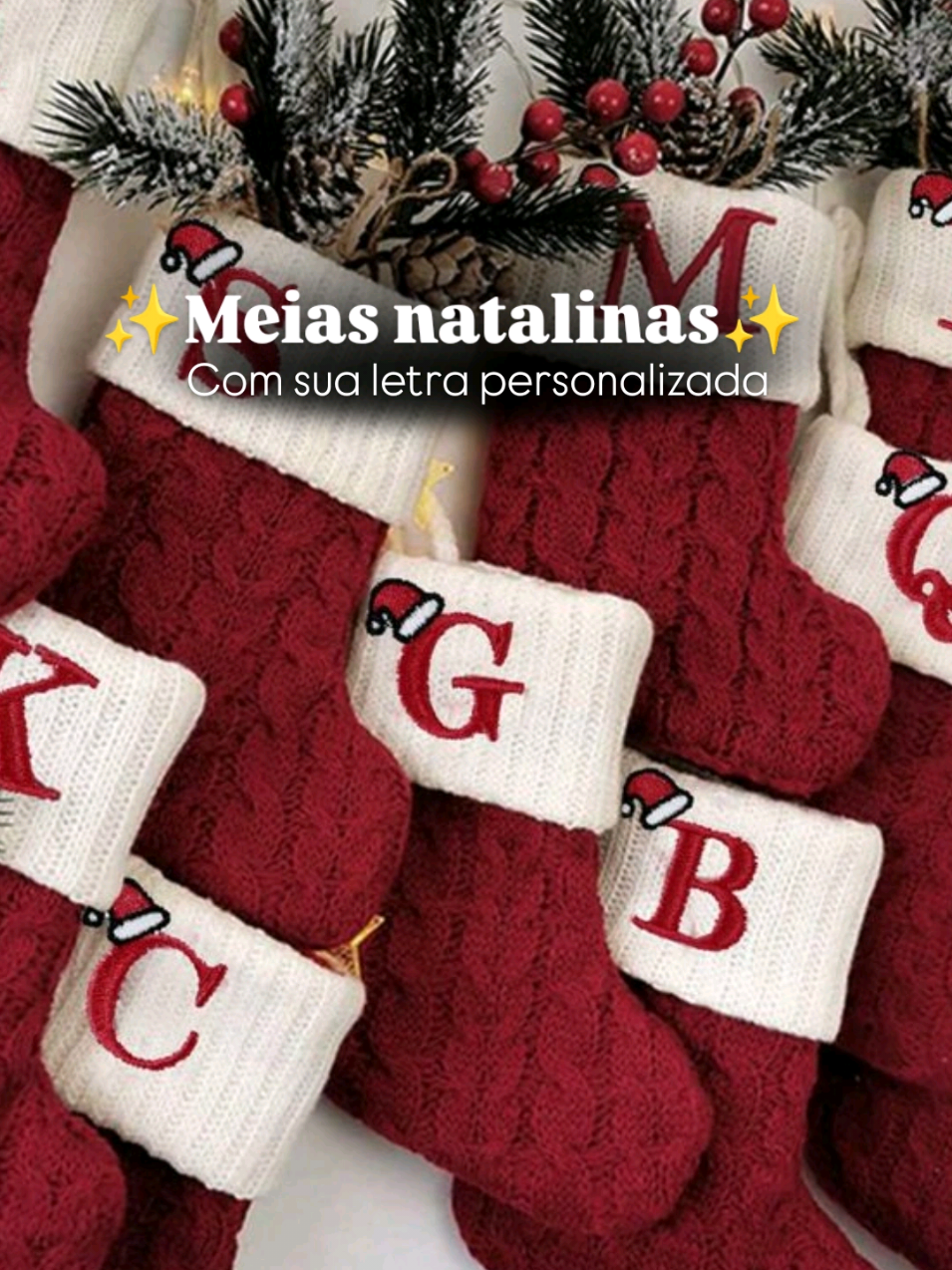 Sua meia personalizada no natal ❤️🎄 LINK NA BIO 🔗 #acheinashopee #meia #natal #natalina #decoracaonatalina 