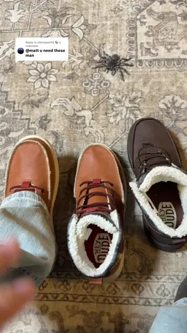 Replying to @clintstone92 🦆  HEYDUDE Bradley Classic Cozy - Comfortable Slip on Boot Brand new drop from HEYDUDE. These are the Bradley Classic Cozy Slip on Boots. I think they chose the cozy name cuz of that cozy sherpa lining on the inside. They are a water repellent leather type material called Dude Dry. Excellent grip on the boots with the DudeGrip. They have 3 different colors to choose from, here’s two of them right here. Last year the boot drops sold out sooo fast. So if you want to get you a pair of these before they sell out, I added link for you in this video.  #HEYDUDEpartner #tiktokshopcreatorpicks #heydudeboots #sliponboots @HeyDude @matt 
