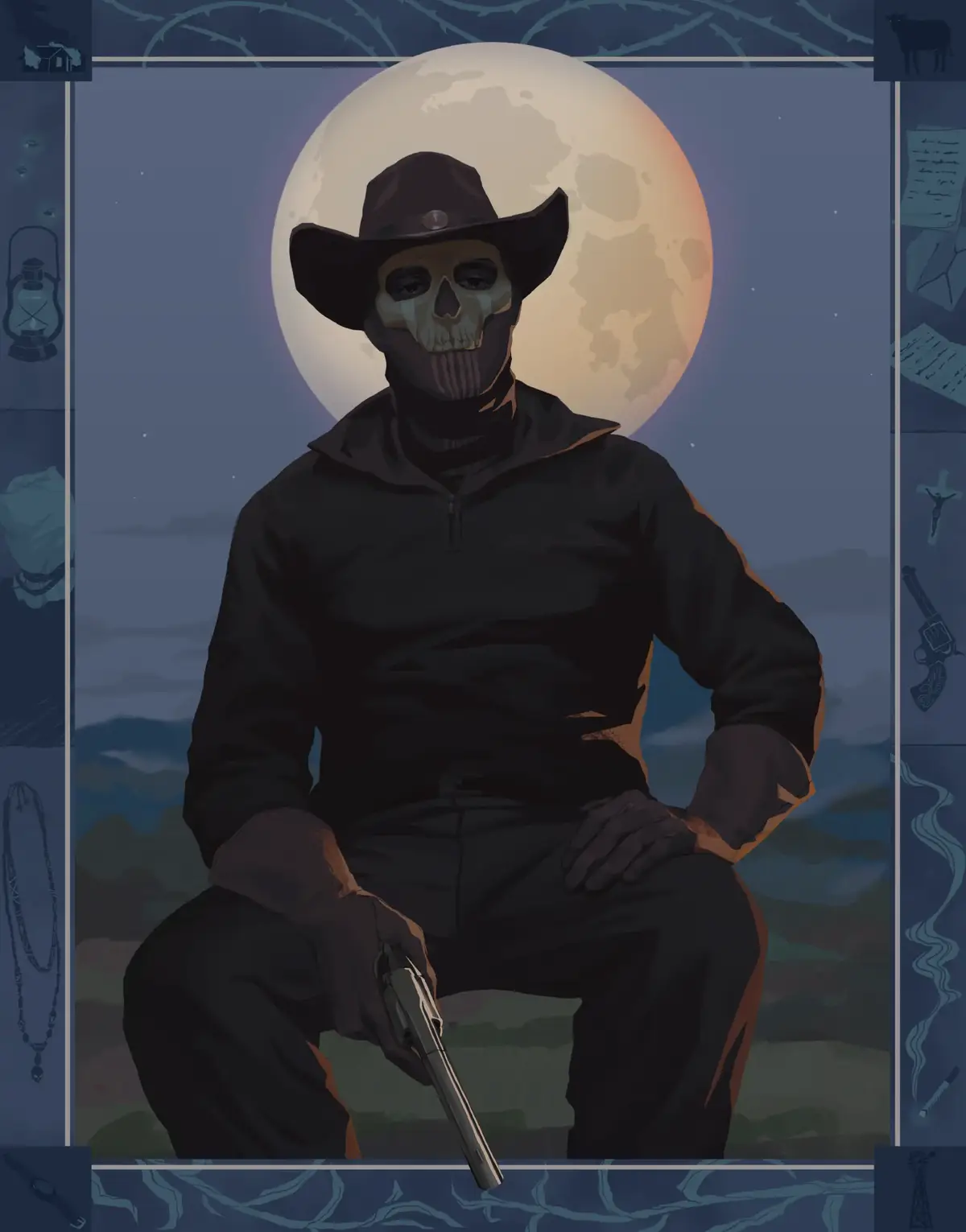 I was feeling kinda down, so there is a sad cowboy Ghost on the verge of tears with a mysterious story in the border frame #cowboy #CoD #Ghost