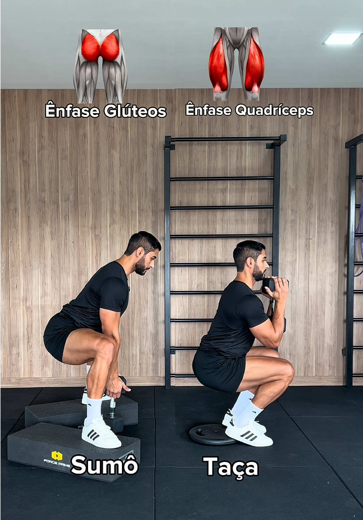 ✅ Já segue esse perfil para receber mais conteúdos de treino. 🔥Agachamento não é tudo igual! A diferença está nos detalhes da execução e no músculo que você quer dar mais ênfase.  👉🏻Agachamento Sumô com Halter Mais abertura de pernas, joelhos apontando para fora e quadril descendo. Glúteos mais ativados, deixando eles mais definidos e firmes. 👉🏻Agachamento Taça Pés mais fechados, tronco mais ereto e o peso segurado à frente. Aqui ja muda: quadriceps mais ativado, deixando suas pernas mais fortes e definidas. ⚡️ O segredo é saber escolher qual músculo você quer priorizar e não apenas copiar qualquer movimento que vê por aí. 💡Treinar com eficiência é o que separa quem não sai do lugar de quem conquista um corpo definido e forte. 👇🏼Comenta aqui: Você prefere treinar mais glúteos 🍑 ou quadríceps 🔥?