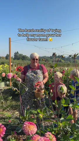 She’s really trying but mannnn videos are not her thing 😂  ALSO if anyone is in the Portland/Beaverton area, we’d love for you to come to Dessert in the Dahlias this Saturday!! She’s only sold 3 tickets so far and if we don’t have ten signed up by tomorrow she’s going to have to cancel it. 😟 #flowerfarm #pnwevents #oregonflowers #traveloregon #familyfarm 