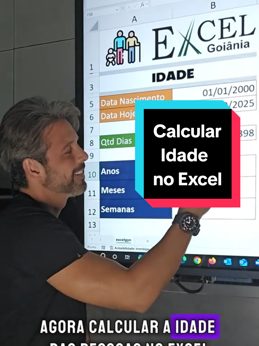 Calcular Idade (Tempo) no Excel #idade #tempo #excel #dicas