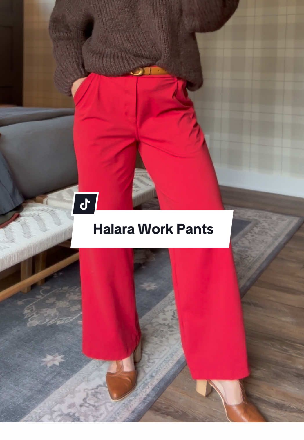 These work pants from Halara are so good!! They fit and feel like sweats, but look exactly like a pair of dress pants, down to every last detail! From the pleats, to the faux zipper cover, belt loops, and pockets. The material is buttery soft and so stretchy! I'm 5'6