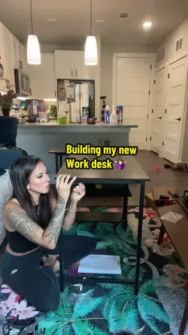 I probably said WTF way too many times building this. She’s good enough 😂 #atx #amazon #workdesk #lshapeddesk 