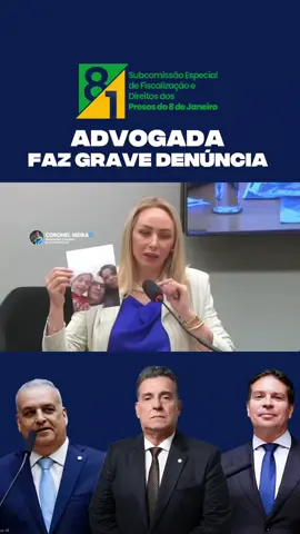 A advogada Taniéli  Telles fez uma grave denúncia na subcomissão do direito dos presos do 08 de janeiro.  Segundo ela, um cidadão português foi preso e condenado sem ter participado dos dos protestos, e presos com câncer estão sem tratamento,  em uma verdadeira sentença de morte.