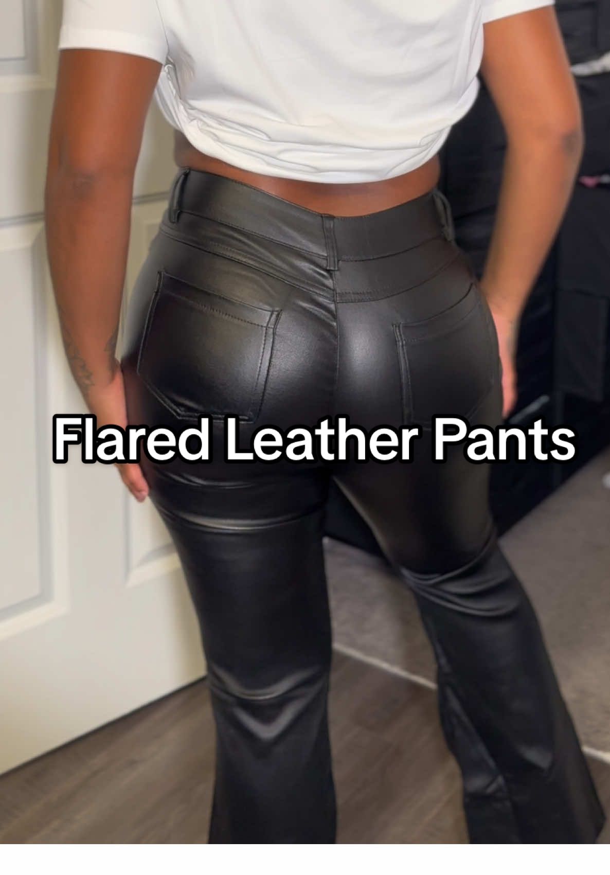 Shop the orange shopping cart on video 🫶🏽 #OOTD #leatherpants #flaredpants #womensfashion 
