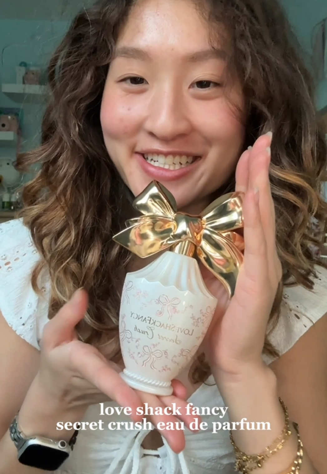 gifted by LoveShackFancy  turning into a vanilla cupcake for this fall? 🤭🧁 find this at @LoveShackFancy @sephora secret crush edp!! 🤍 #loveshackfancybeauty #vanillaperfume #loveshackfancy #loveshackfancyfragrance #perfume 