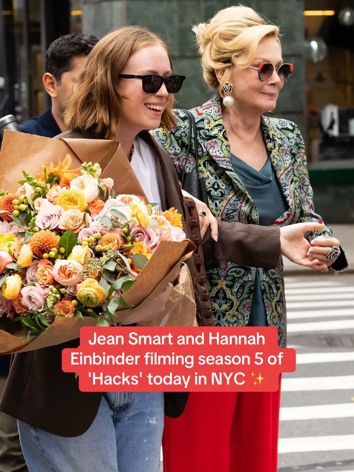 Jean Smart and Hannah Einbinder filming season 5 of 'Hacks' today in NYC ✨