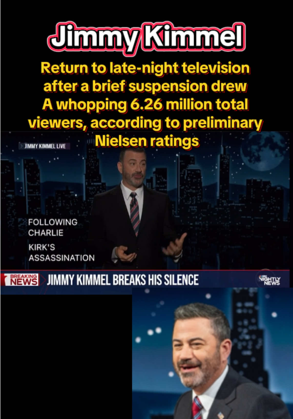 Jimmy Kimmel’s return episode bought in the biggest rating in over a decade 🙌🏽🙌🏽 #JimmyKimmel #Return #ABC #Disney #LateNightShow #Apology 