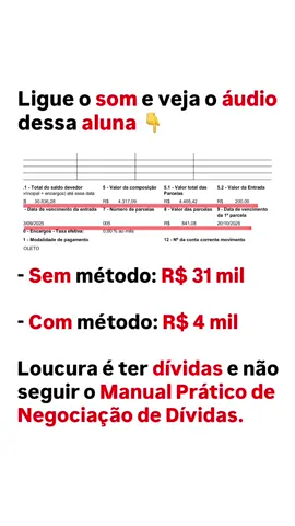 Uma dívida de R$ 30.836,28 foi reduzida para entrada de R$ 200,00 e parcelas de apenas R$ 841,08 (sem juros!) O que parecia impossível virou realidade. Não é milagre, é negociação. Se você deve, saiba: sempre existe um caminho. Se você quer ajuda individual para sair das dívidas, ter revisão de contratos e paz, clica no link da bio e veja a aula gratuita. #dividas #dívidas #divida 