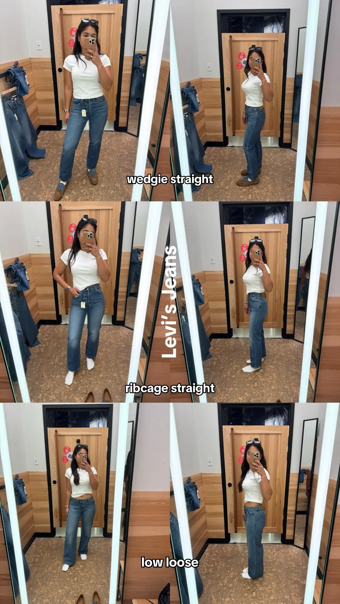 Tried on a few pairs of Levi’s jeans today! Loving these styles - wedgie straight, ribcage straight & low loose? The whole store is 30% off for their friends and family event!!! 👖🤌🏽 Which pair do you like the best?! @Levi’s #levisjeans #straightlegjeans #classicjeans 