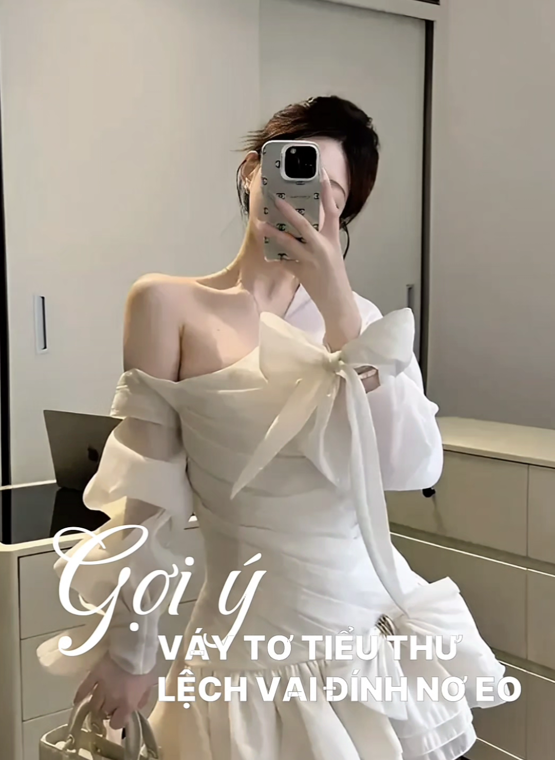 Váy Tơ Lệch Vai Tiểu Thư Thiết Kế Đính Nơ Eo Xòe Tầng  #TiemVayXinh #vaytieuthu #vayxinh #outfitideas #vaydutiec 