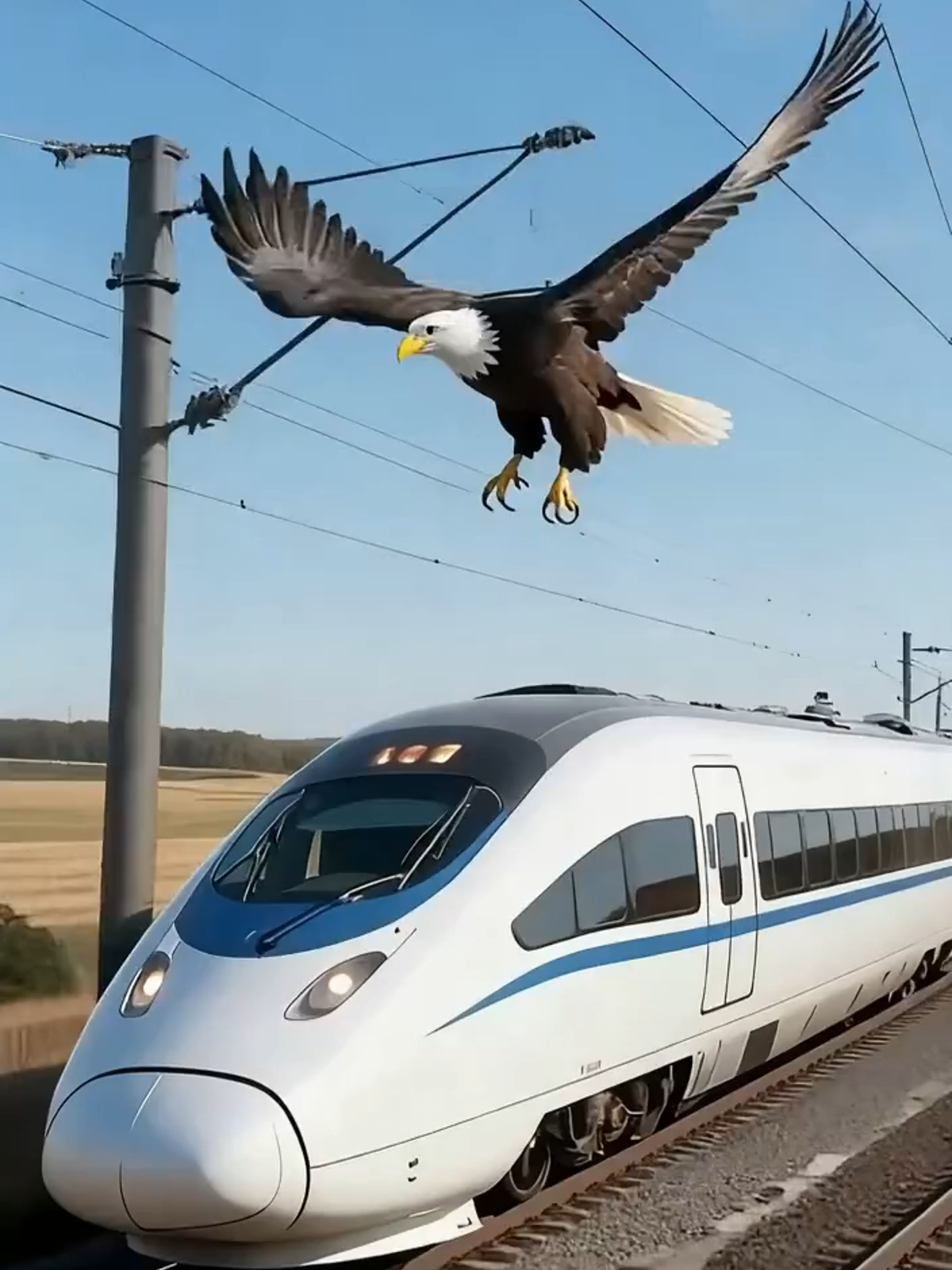 老鹰智勇排除炸弹，奇迹般救下一整列车人！#video #ai #viral #extremedanger #Lightning #AI #fallingrocks