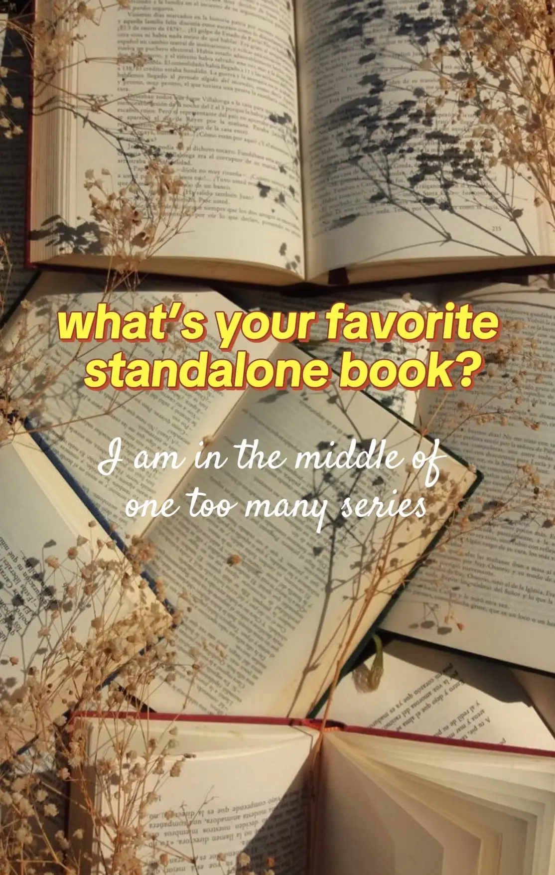 lord knows I don’t need anymore books to add to my shelf… but I’m always looking for more standalone books. I feel like I’m always gravitating toward towards series!