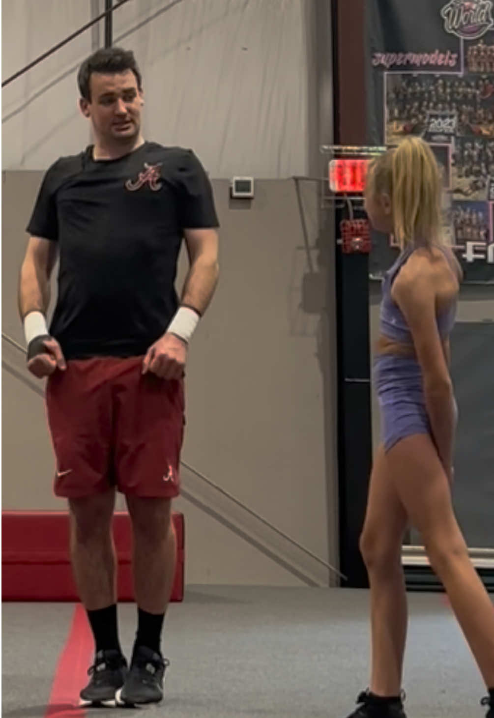 Working on double ups with Savannah… . #cheer #cheerleading #stunting #lesson #viral  