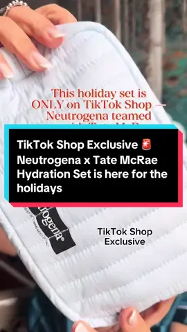#creatorsearchinsights  This is BIG! The Neutrogena x Tate McRae Hydration Holiday Set is a TikTok Shop exclusive — you won’t find it anywhere else. Inside, you get Neutrogena’s best-sellers: the iconic makeup remover wipes that dissolve 99% of makeup, the refreshing Hydro Boost facial cleanser, and the cooling Hyaluronic Acid Water Gel Cream that locks in moisture for plump, glowing skin. If you’ve been searching for the best holiday skincare gift set that hydrates, refreshes, and delivers juicy skin like Tate McRae, this is it. #NeutrogenaXTateMcRae #NeutrogenaHolidaySet #HydrationHolidaySet #tiktokexclusive  Neutrogena holiday hydration set, TikTok exclusive skincare, hyaluronic acid gel cream, Hydro Boost skincare, glowing skin like Tate McRae, best holiday skincare gift