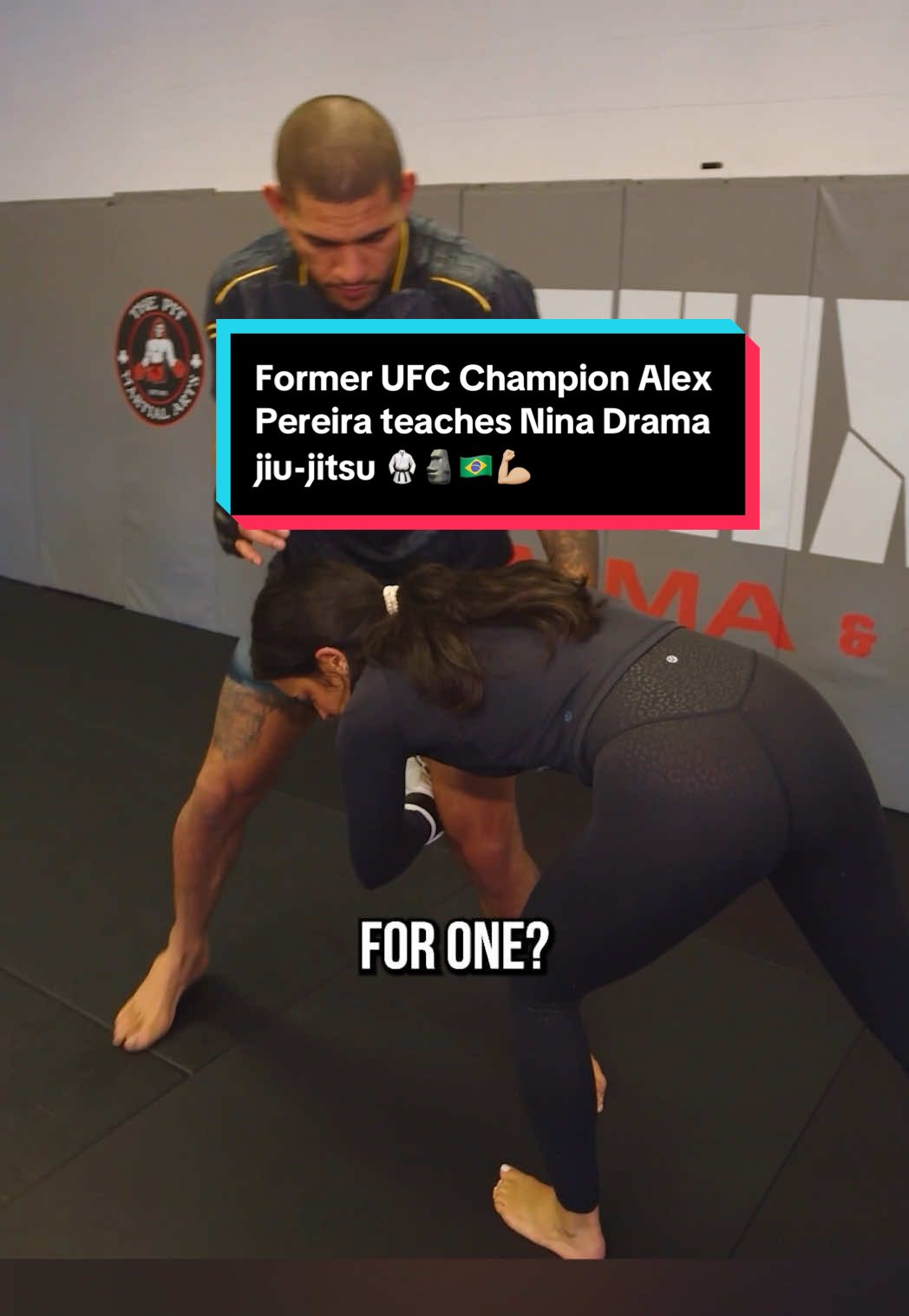 Former UFC Champion Alex Pereira teaches Nina Drama Brazilian Jiu-Jitsu ahead of UFC 320 #alexpereira #UFC #ninadrama #jiujitsu #mma 