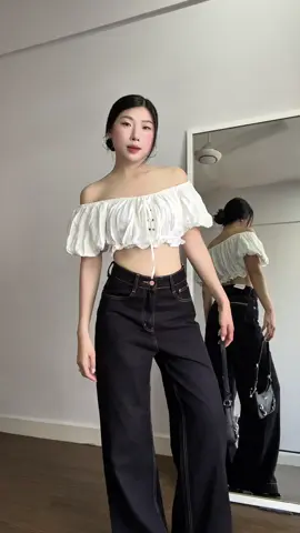 Áo trễ vai mặc được 2 kiểu #tuoihiriviu #aotrevai #aokieu #aocroptop 
