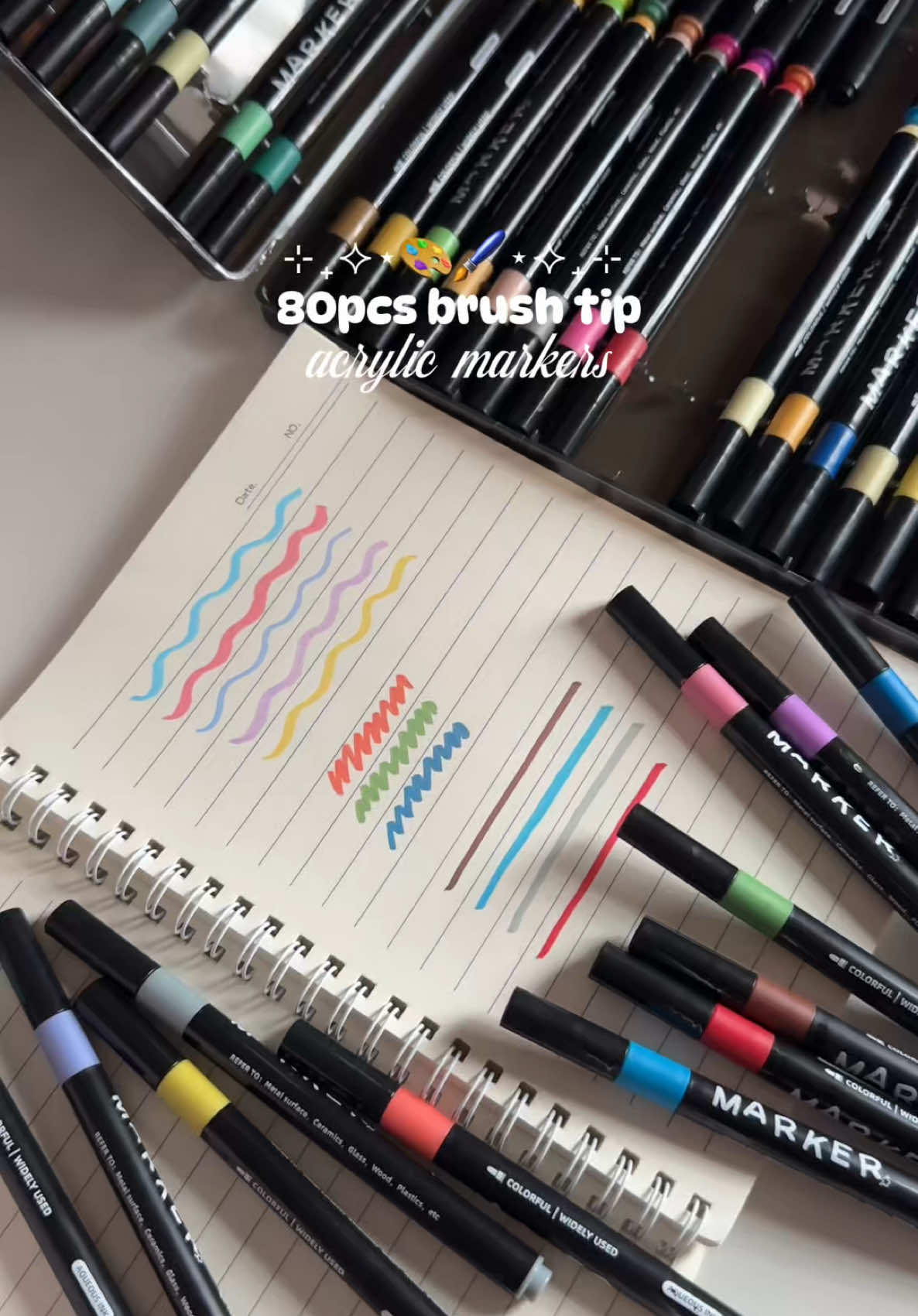 Finally got this 80pcs acrylic markers 🎨🖌️✨ #acrylicmarkers #80pcsmarkers #brushtipmarkers #brushpen #drawing