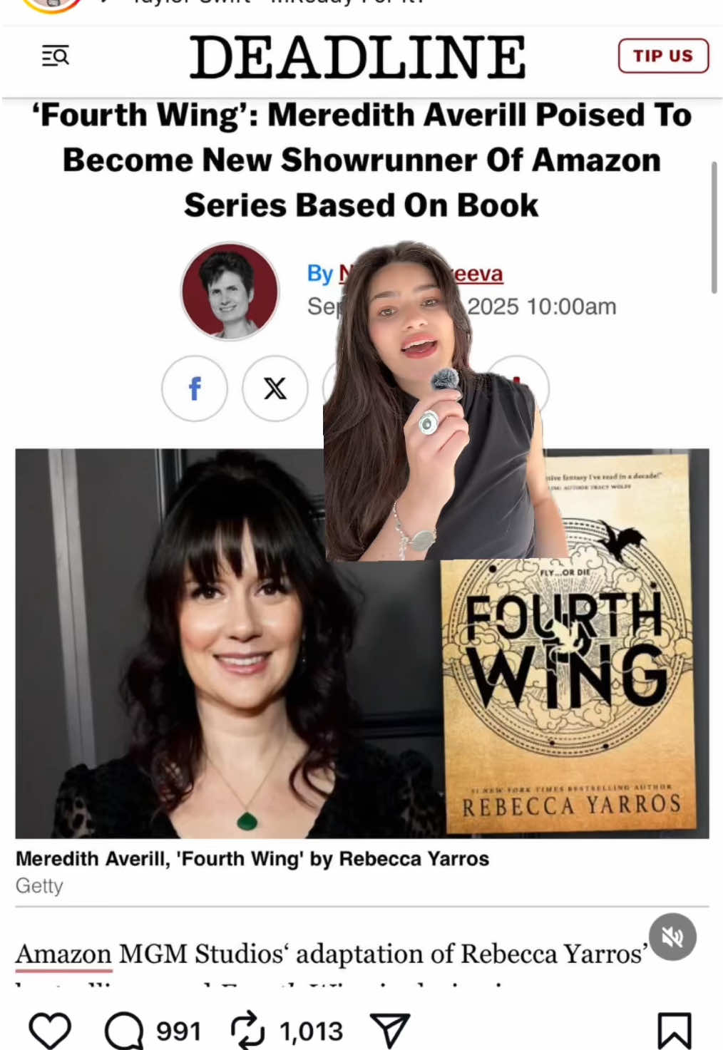Booktok meet Meredith Averill, who will be joining the Fourth Wing family as the new show runner for the series. #fourthwing #joshheuston #rebeccayarros #BookTok #greenscreen 