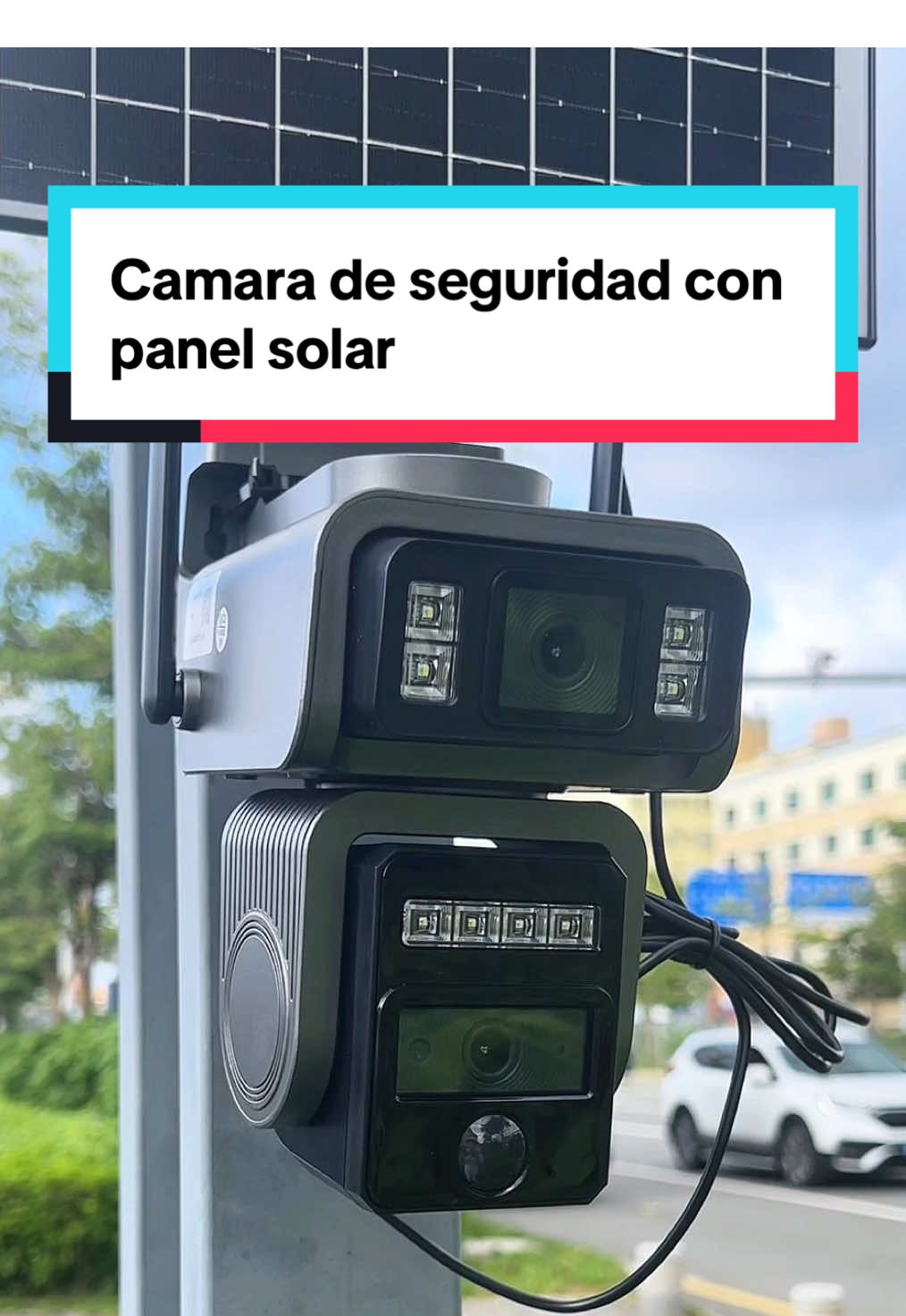 Camara de seguridad con panel solar #camera #camara #securitycamera #camaradevigilancia #dualscreencamera #camerasecurity #camarasolar #camaraconpanelsolar #autumnliving #tiktokshoprestock 
