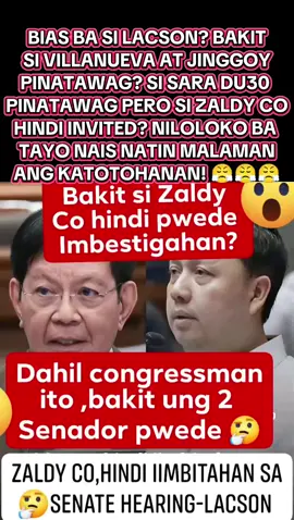 SI VP SARA DU30 PINATAWAG, SI VILLANUEVA AT JINGGOY ESTRADA PINATAWAG PERO SI ZALDY CO LIGTAS HINDI INVITED SA SENATE HEARING? ANO YAN? 🤔