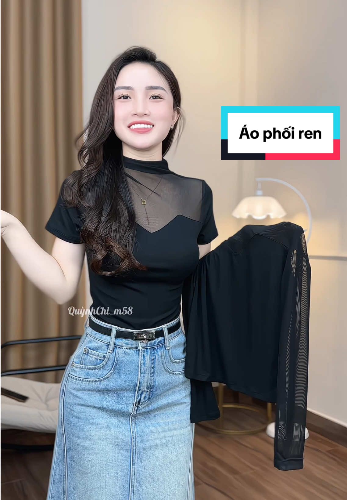 Trả lời @♥️NGOC LAN@TL@♥️ áo thun phối ren đẹp mặc được hai kiểu #aokieu #aokieuhottrend #aonu #aophoiren #aosangchanh 