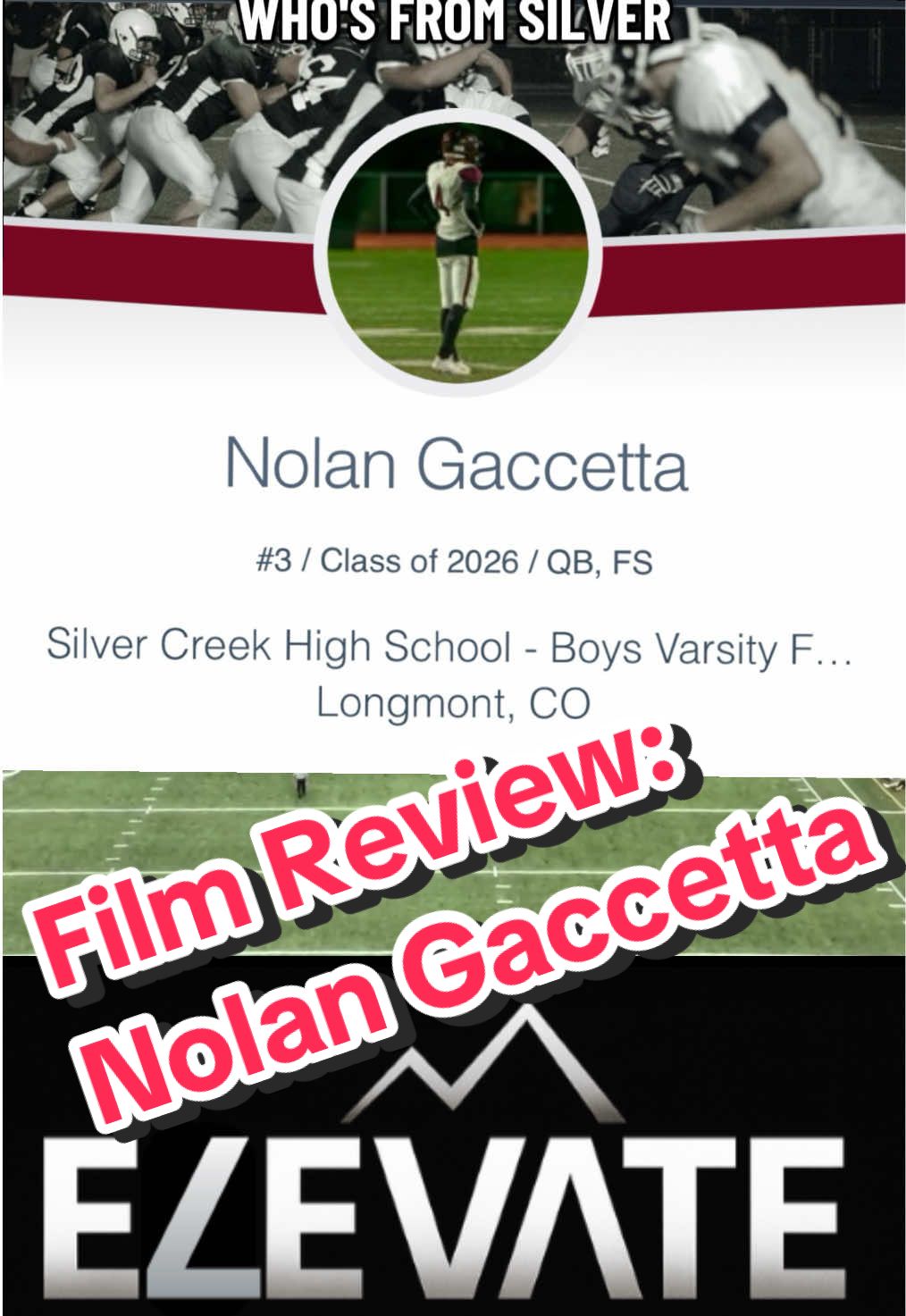 Here are some takeaways I had for Nolan - 2026 QB from Silver Creek High School in Longmont, CO! -Exceptional Play Fakes and seeing how they impact underneath coverage -Great technique with keeping your eyes downfield, ready to throw as you move in the pocket -Ability to extend plays with your legs as needed Takeaway to elevate your play: -Manipulating defenders with your eyes (Safety on Play 1) -Defensive coverage recognition to identify pre-snap reads and speed up post-snap processing. #QBTraining #FilmReview #Football #HighSchoolFootball #elevate Shoutout Luke Goforth - proud Silver Creek Alum!