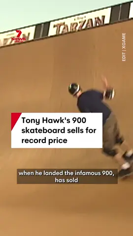 The board ridden by Tony Hawk when he landed the infamous 900 has sold for a record $1.15 million US. Hawk said proceeds from the sale will support The Skatepark Project (TSP), his nonprofit that helps build public skate parks in underserved areas. #tonyhawk #Skateboarding #skateboardinghistory #skating #900