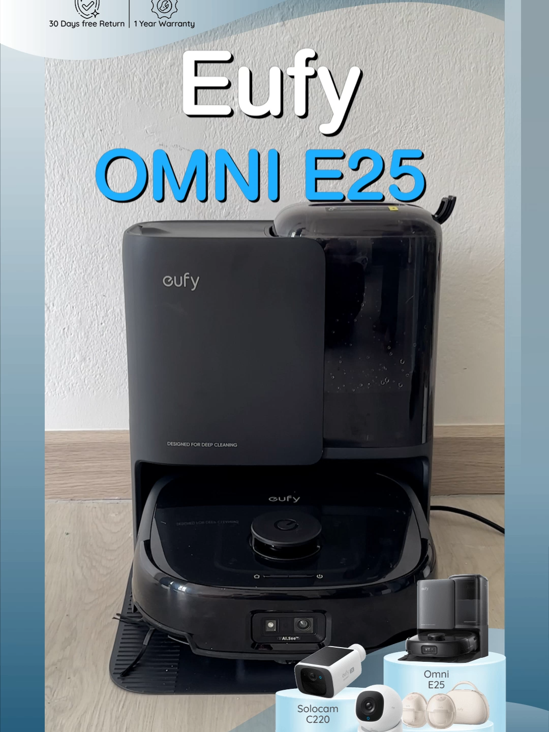 สัมผัสประสบการณ์ใหม่ของการทำความสะอาดกับ Eufy Omni E25 ✨ เทคโนโลยีดูดฝุ่นและถูพื้นอัจฉริยะ ที่ออกแบบเพื่อบ้านที่สมบูรณ์แบบของคุณ 🏡 #eufy #eufyomniE25 #cleanhome #cleaning #เครื่องดูดฝุ่น #หุ่นยนต์ดูดฝุ่น #ทําความสะอาดบ้าน