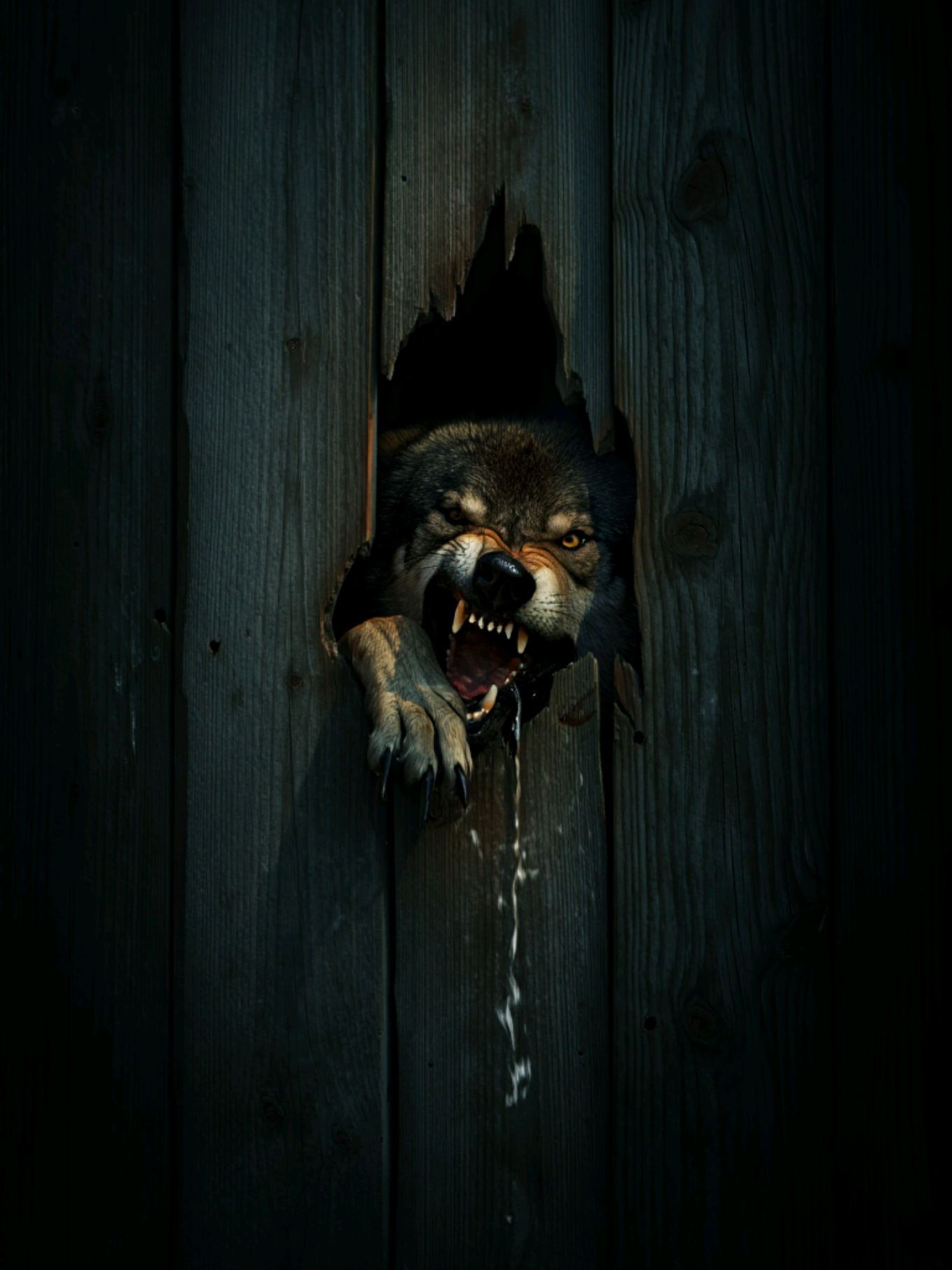 Inside a dark room, night holds its breath over the crack in the gnawed door. The wolf, with a cold gleam in his eyes and heavy breathing, draws near the fissure: every strike against the wood sounds like a dare to fate—will he break through or remain on the threshold? The camera lingers on his teeth and the moment of anticipation, while night guards its secrets and the story presses toward the finale.#creatorsearchinsights #wolf #horror #shortfilm #foryou 