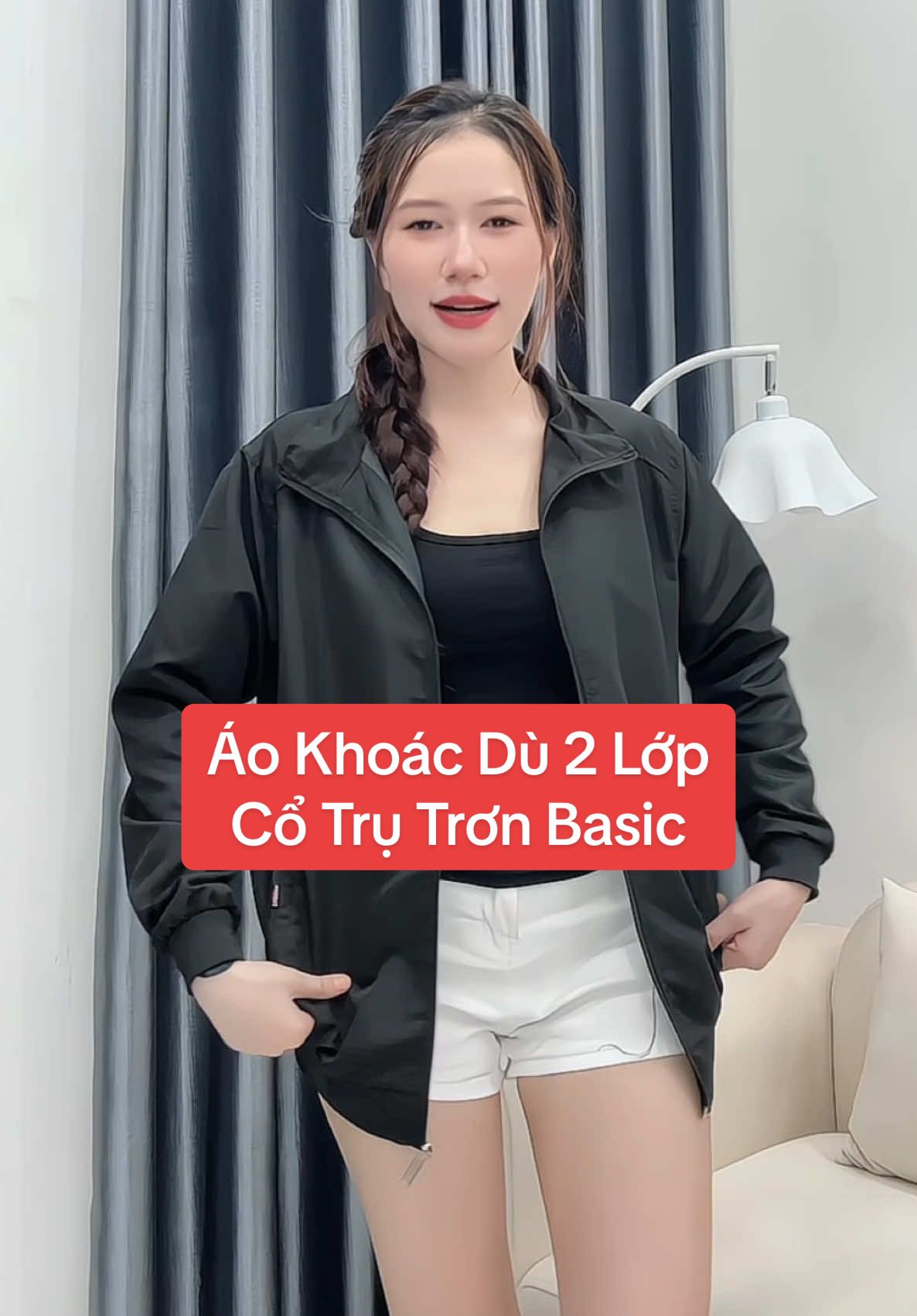 Áo khoác dù 2 lớp đi nắng, đi gió, áo cổ trụ trơn basic có szie tới 75kg #fyp #xuhuong #aokhoac #aokhoacdu #lientran 