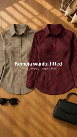Kemeja wanita fitted #kemejawanita #kemeja #atasanwanita #kemejastripe #atasanlenganpanjang 