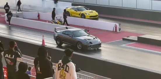 2JZ Supra MK4 -VS- Z06 Corvette 😱 #supercar #supra #corvette #racecar 
