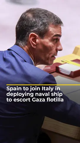 A Spanish naval vessel will join the Global Sumud Flotilla for Gaza to provide assistance and, if necessary, conduct rescues, Spanish Prime Minister Pedro Sanchez has said. Italy earlier announced it was dispatching a frigate after a night of drone attacks on the humanitarian flotilla opposed by the Israeli government. #news #Spain
