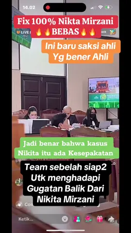 Semakin Jelas utk Sidang Hari ini , Ada Kesepakatan menurut saksi ahli , artinya Nikita Mirzani Harus di bebaskan segera!!!!🔥🔥🔥🔥🔥🔥🔥🔥