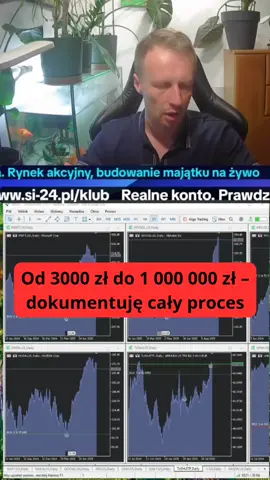 Projekt „Od 3000 zł do miliona” to nie obietnica, tylko proces. Od małej kwoty – 3000 zł – buduję portfel krok po kroku, pokazując: jak wygląda zarządzanie ryzykiem przy małych pieniądzach, jak zmienia się podejście, gdy kwota rośnie, jak naprawdę wygląda budowanie majątku na giełdzie w długim terminie. Chcę, żeby każdy – nawet ktoś, kto zobaczy mnie za 5 lat – mógł się cofnąć i zobaczyć całą historię: od początku, bez filtrów i bez clickbaitów. To nie jest kurs, to nie jest wizja. To dokumentacja realnego konta i prawdziwej drogi inwestora. 📌 Dołącz do mojego klubu inwestora: https://www.si-24.pl/klub/ #mrwawrzynuk #od3000doMiliona #inwestowanie #giełda #zarządzanierigem 