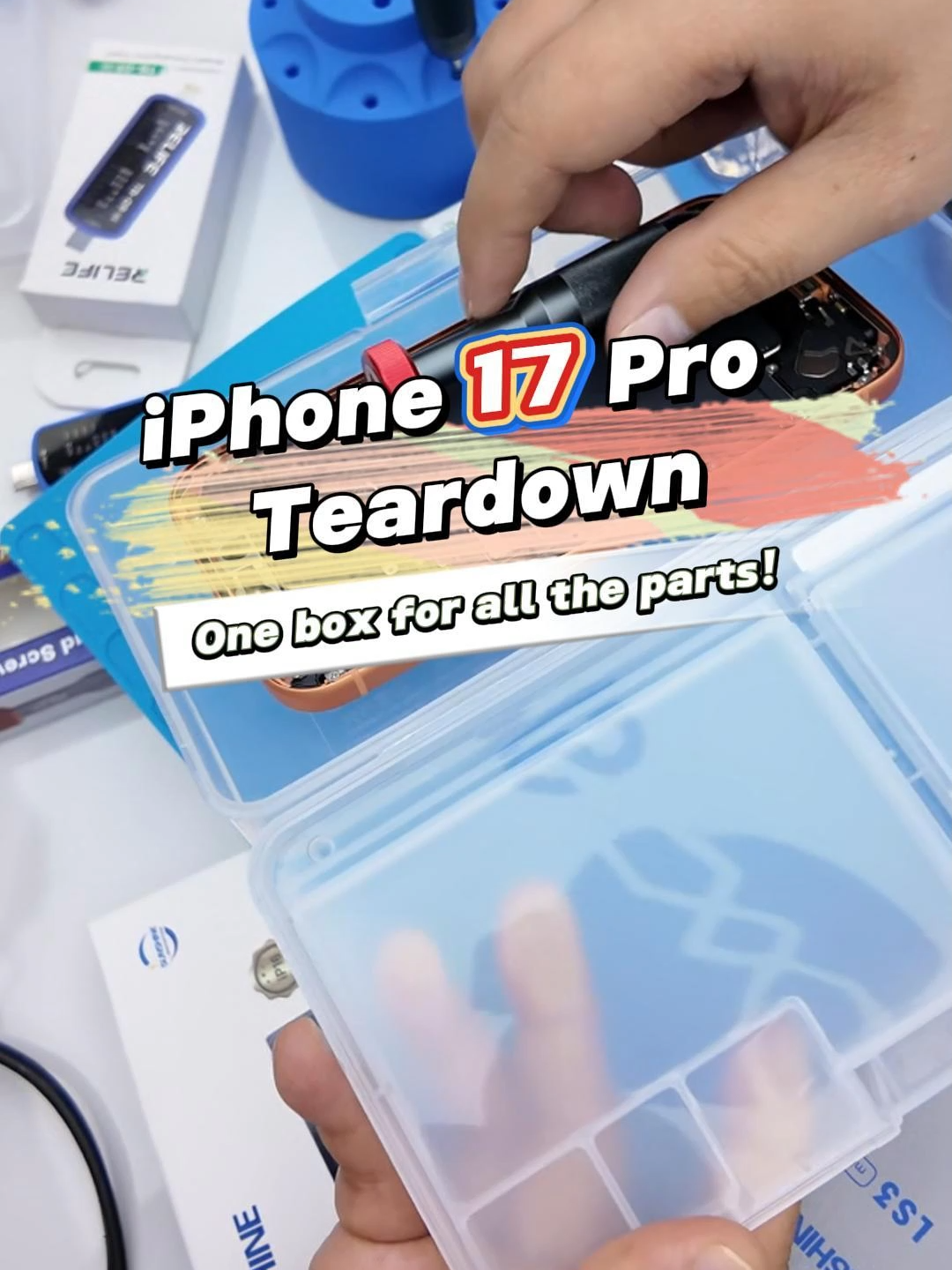 Watch Out! The IP17 parts keep “disappearing” when tear down🤯 SS-001A Pro storage box keeps every parts right where it belongs. #SUNSHINETOOLS #PhoneRepairTools #StorageBox #ToolsBox #IPhone17pro #RepairEssentials