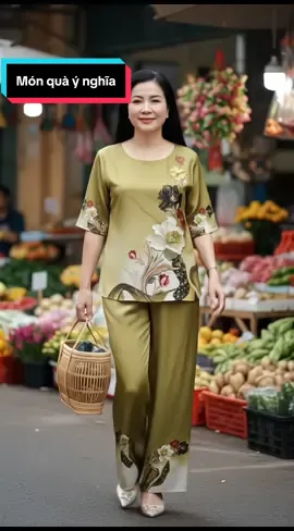 Bộ lụa bà lai in hoa sang trọng, quý phái #hoale4mua #bodotrungnien #botrungnien #quatangme #dobotrungnien 