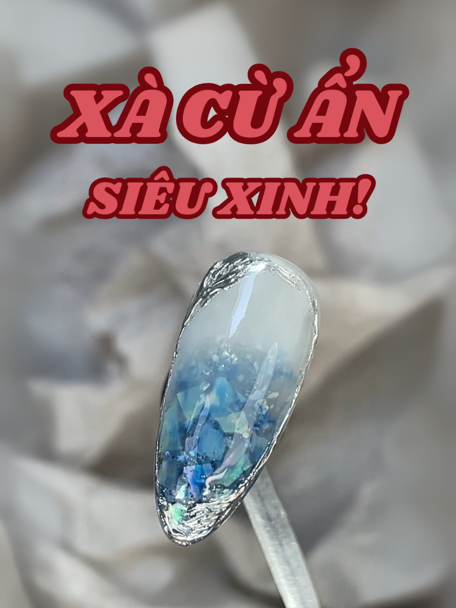 Ứng dụng xà cừ ẩn + loang cồn siêu xinhhh 💙 #naildesign #suutam #douyin #nailtutorial 