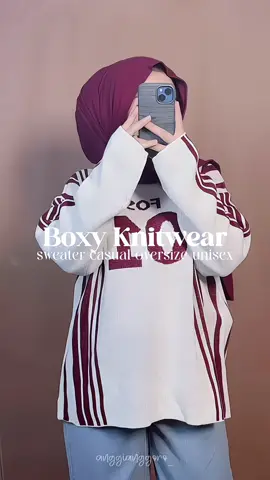 Sweater favorit aku nihh!❤️‍🔥 #sweater #boxyknitwear #sweaterrajut #sweateroversize 