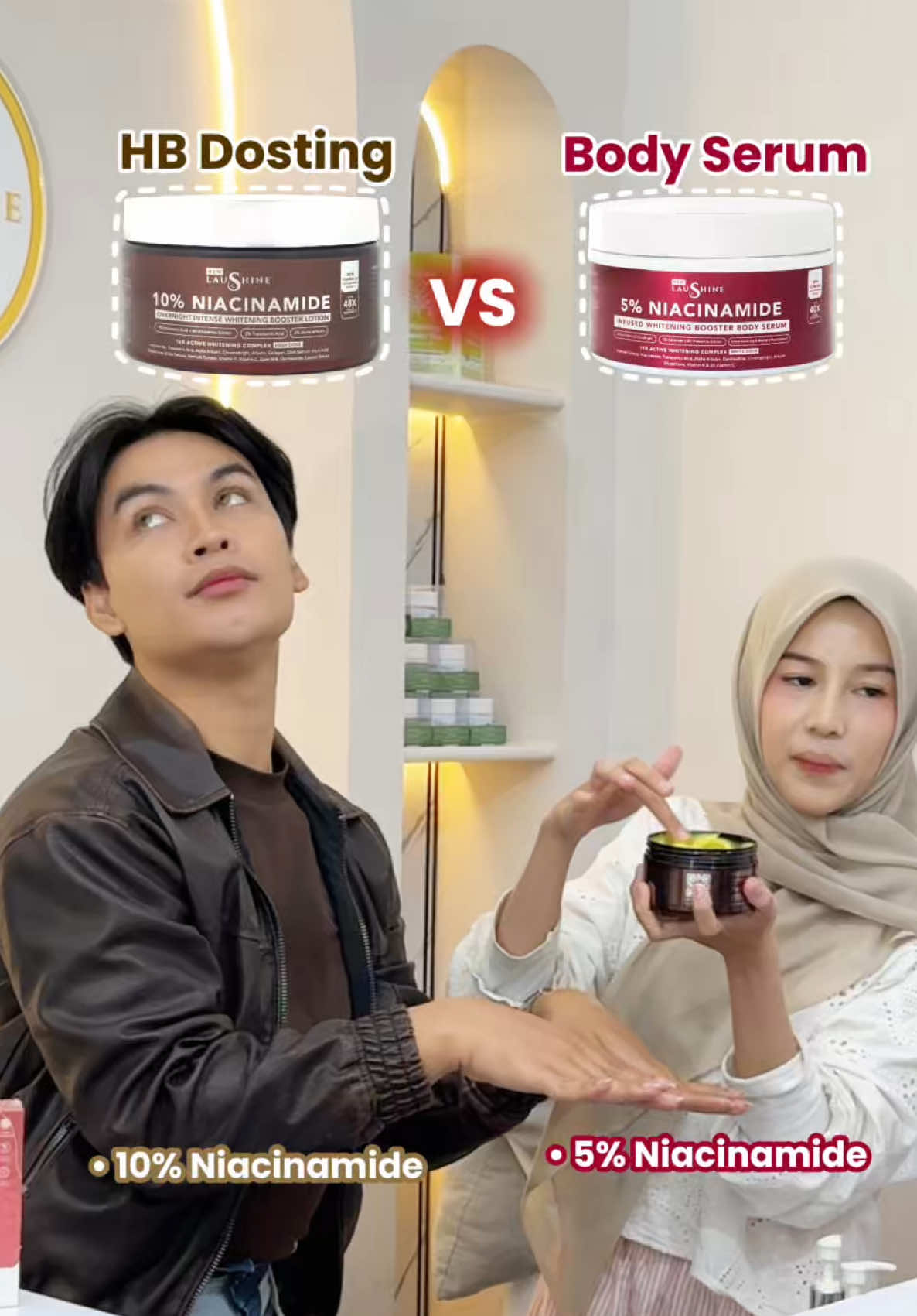 Nih langsung dicontohin sama a @Fahrulrochmann_ apa bedanya Body Serum & HB Dosting nya Laushine! Jangan sampe ketuker lagi yaaa🤗🫶🏻  #laushine #fahrulrochman #siangmalam #livepayday #payday 